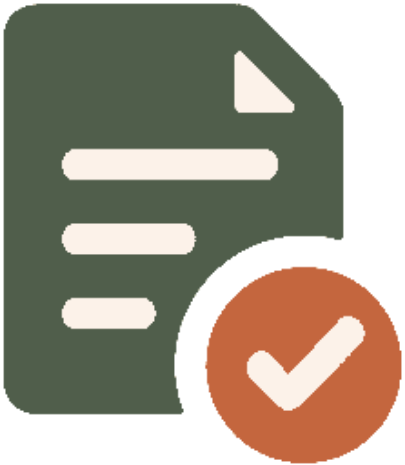 Icon of documents with a tick representing paperwork