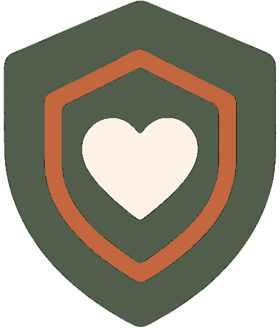 Icon of a heart in a shield representing trust
