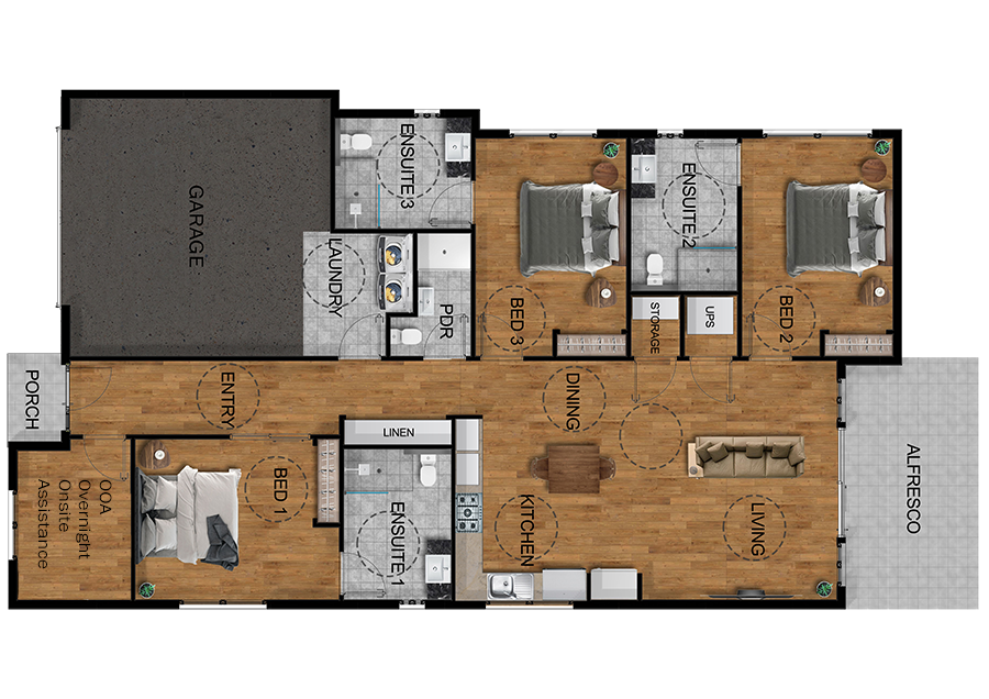 3 Bedroom home with OOA in Urraween, Queensland — Floorplan 1