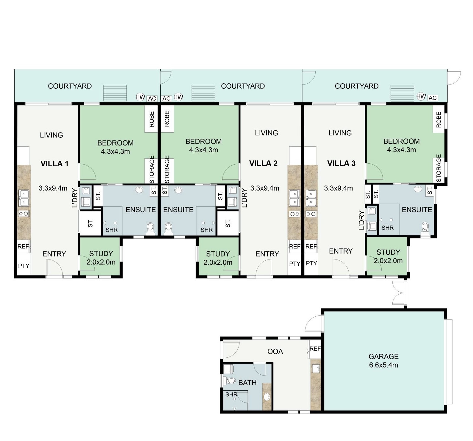 1 Bedroom Villas, Highfields — Floorplan 1