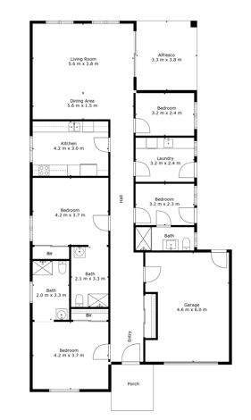 Modern 2-Bedroom HPS+R -  Kipfler Street, Munno Para — Floorplan 1