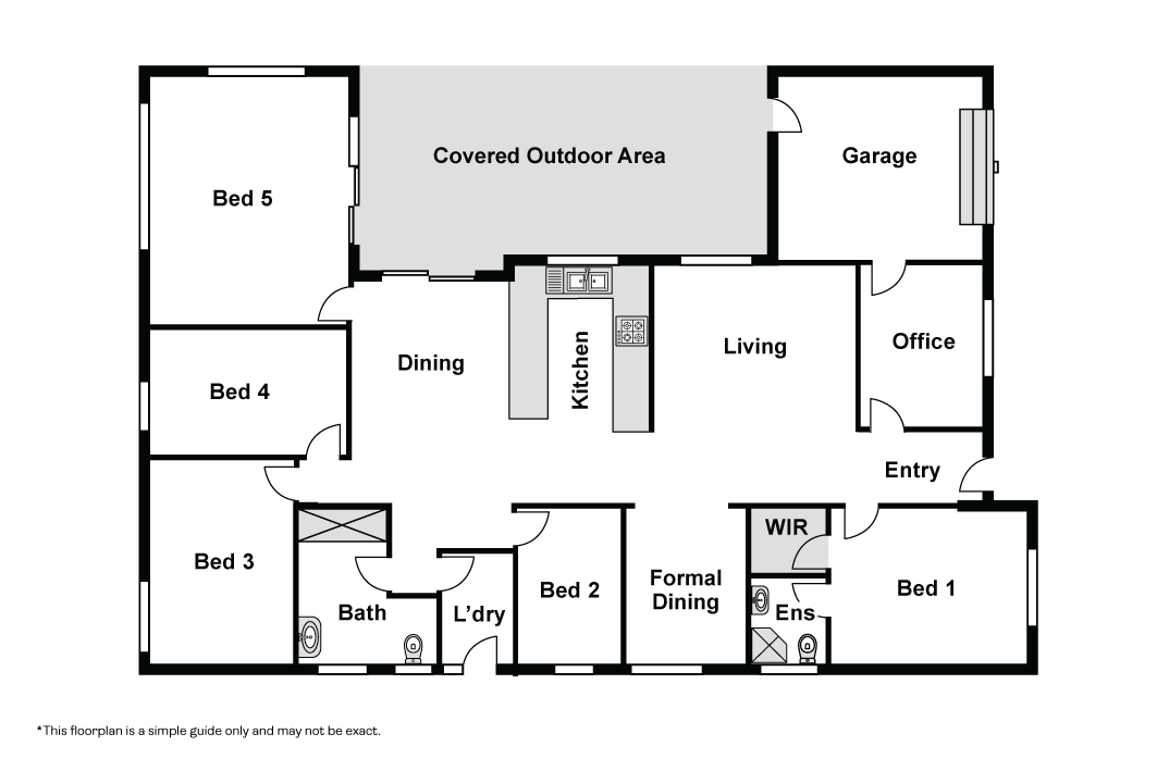 Modern SIL living in Caboolture: two living rooms, ducted air and large backyard — Floorplan 1