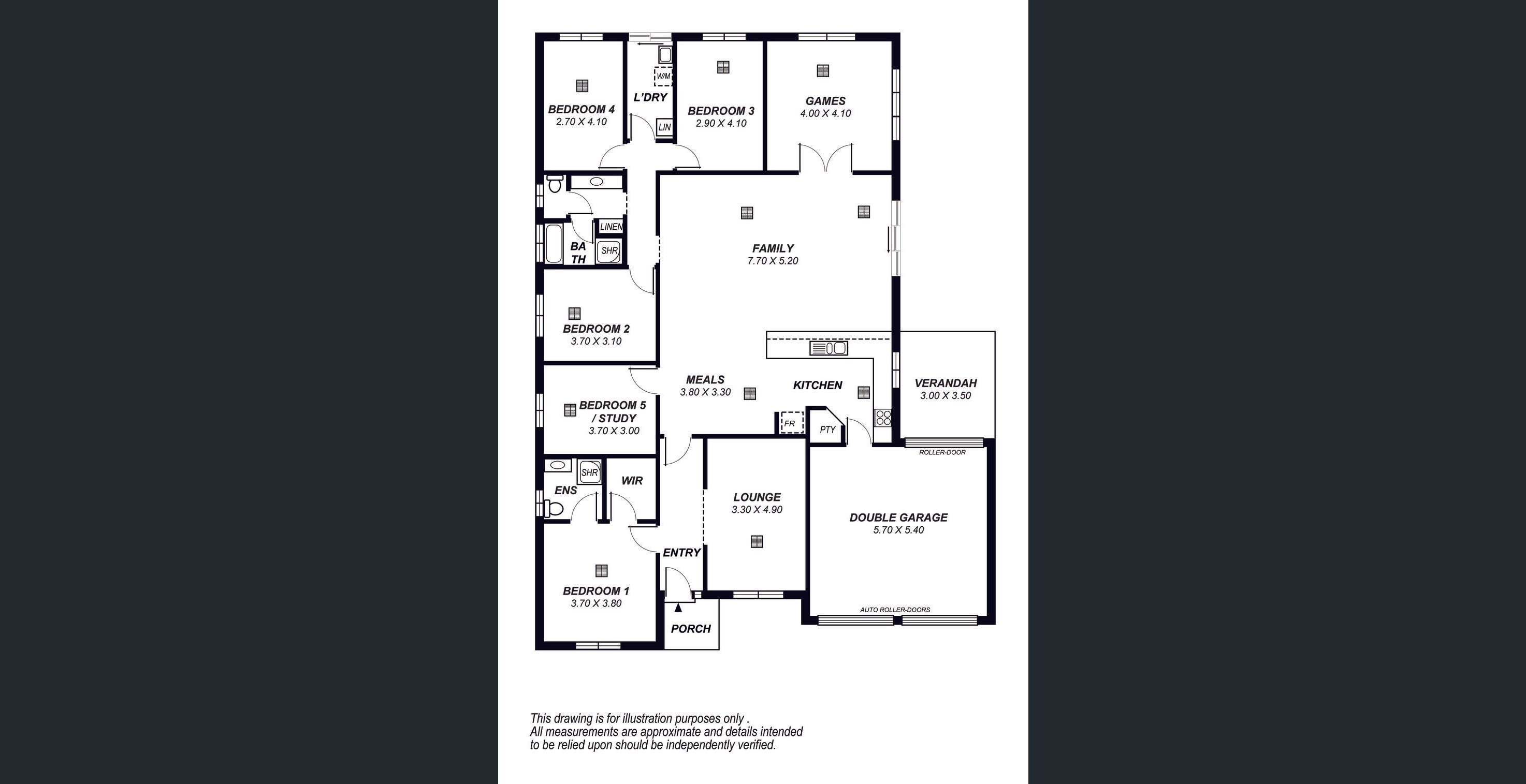 Spacious, modern beachside sharehouse — Floorplan 1