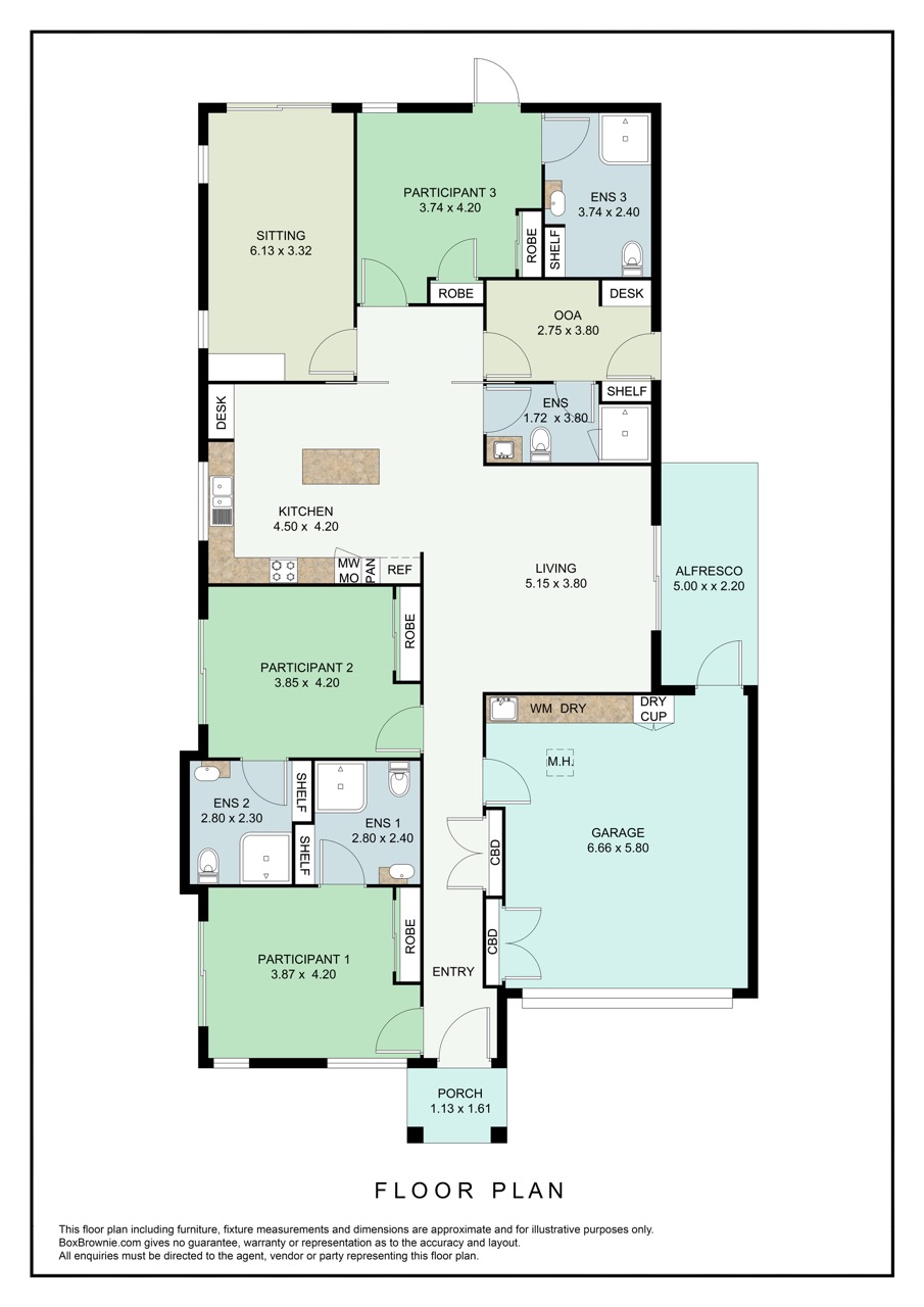 3 Bedroom Shared Home, Newborough — Floorplan 1