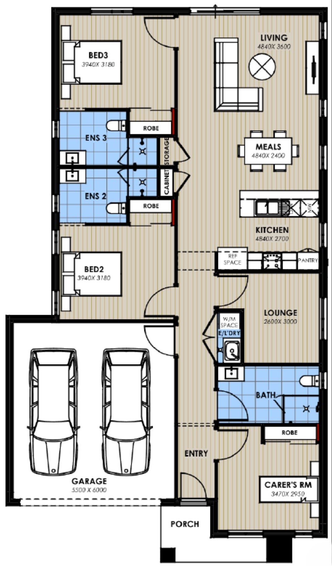 SDA IL 2 Bedroom House plus OOA Truganina, Vic  155 — Floorplan 1