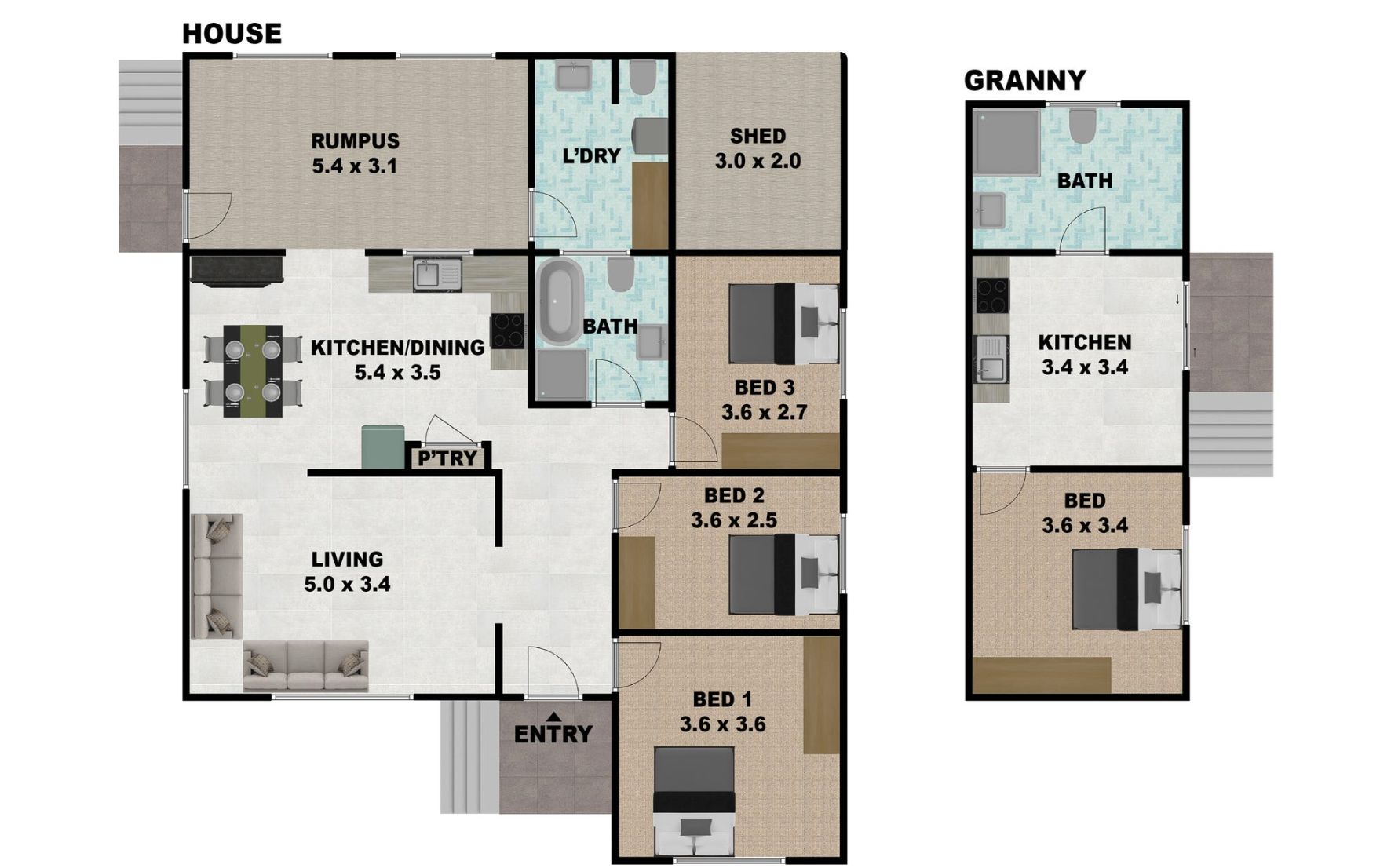 Newly Renovated 4 Bedroom Home with Granny Flat - Liverpool — Floorplan 1