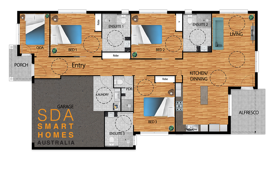 Branyan 3 Bed, 3 Bath + OOA — Floorplan 1