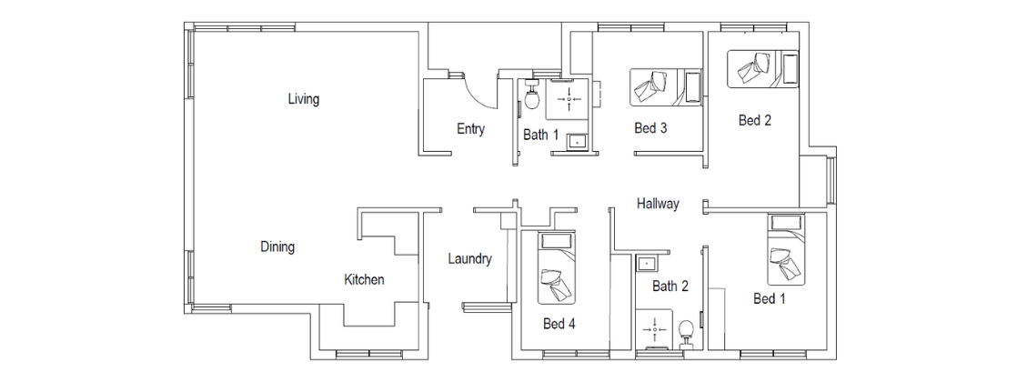 Newly renovated, fully accessible home away from home — Floorplan 1