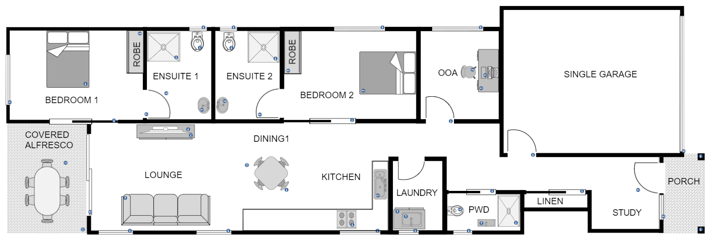 Cleveland 2 Bed, 2 Bath + OOA — Floorplan 1