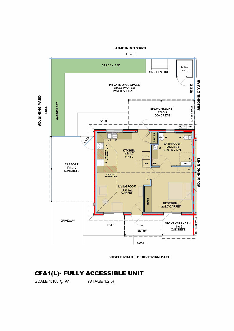 Unit 24 Fully Accessible Unit Pinaroo Village — Floorplan 1