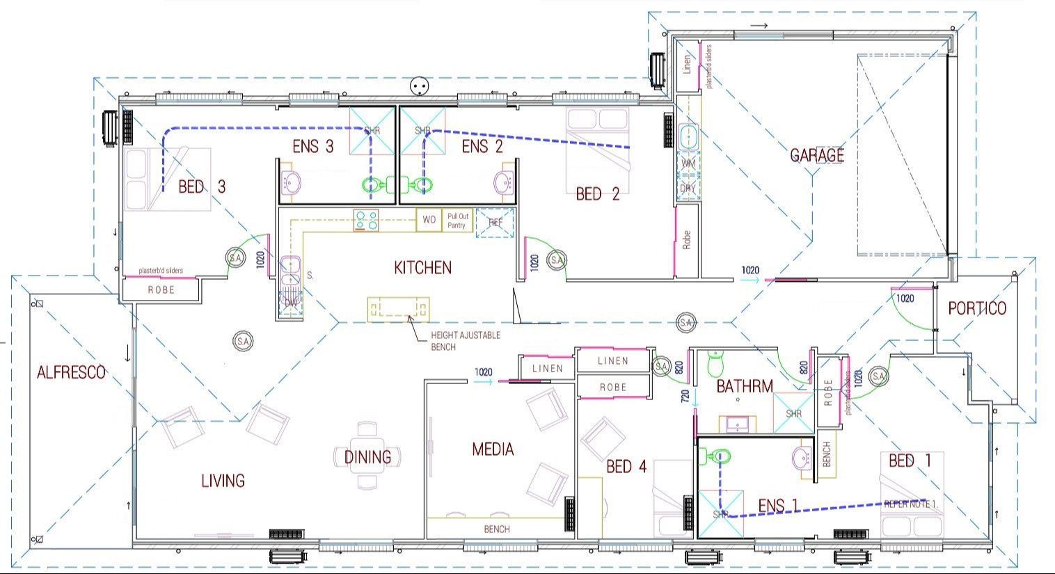 Bedroom available in 3HPS + OOA + Media Room home in Urraween — Floorplan 1