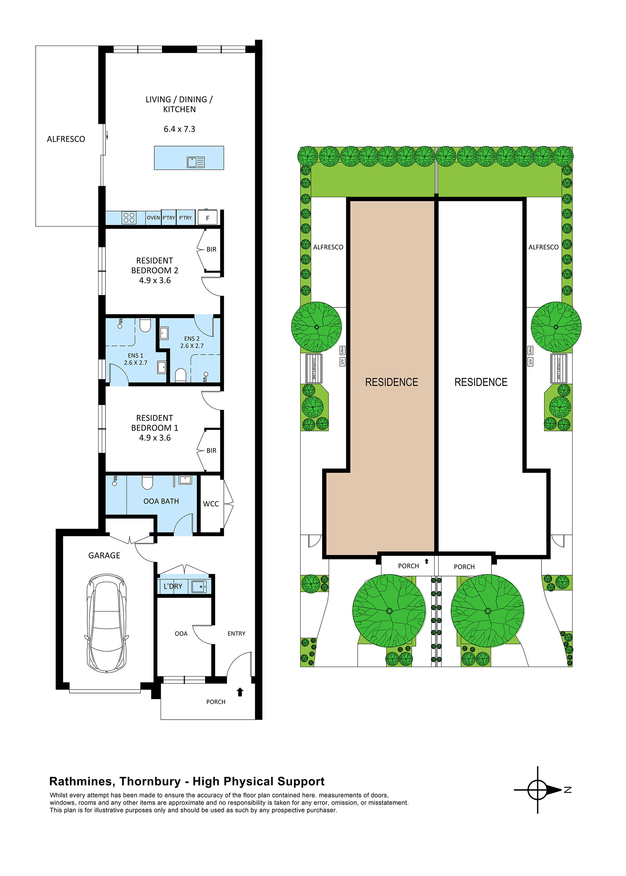 Modern house in well-connected suburb 2 Bed/2 Bath (+OOA) HPS — Floorplan 1