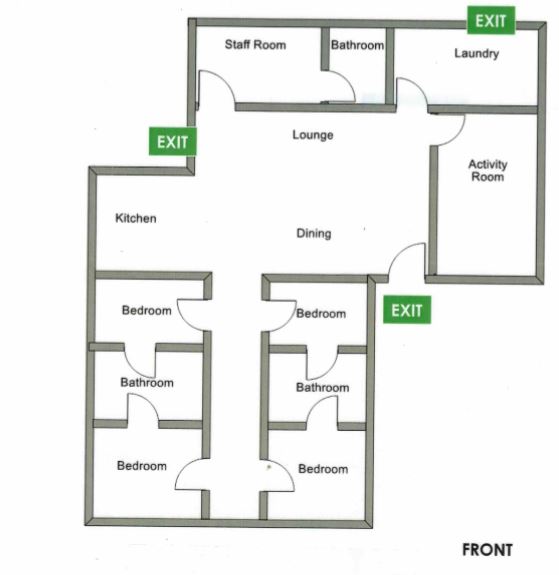 Port Pirie - 1 Vacancy 4 Bedroom Residence Basic — Floorplan 1