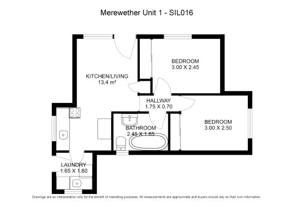 Merewether: Generously-sized self-contained villa — Floorplan 1