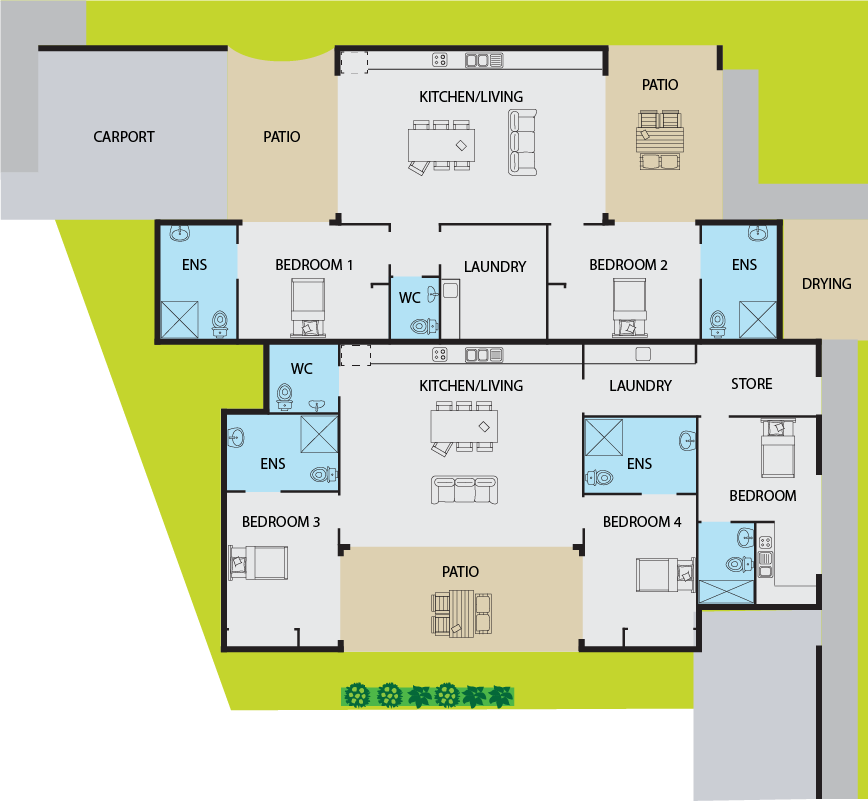 Youngcare Townsville - Live alone 2 Bed, bring your own supports! — Floorplan 1
