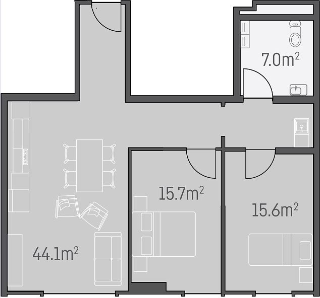 Accessible Modern Apartment in Prime City Location — Floorplan 7