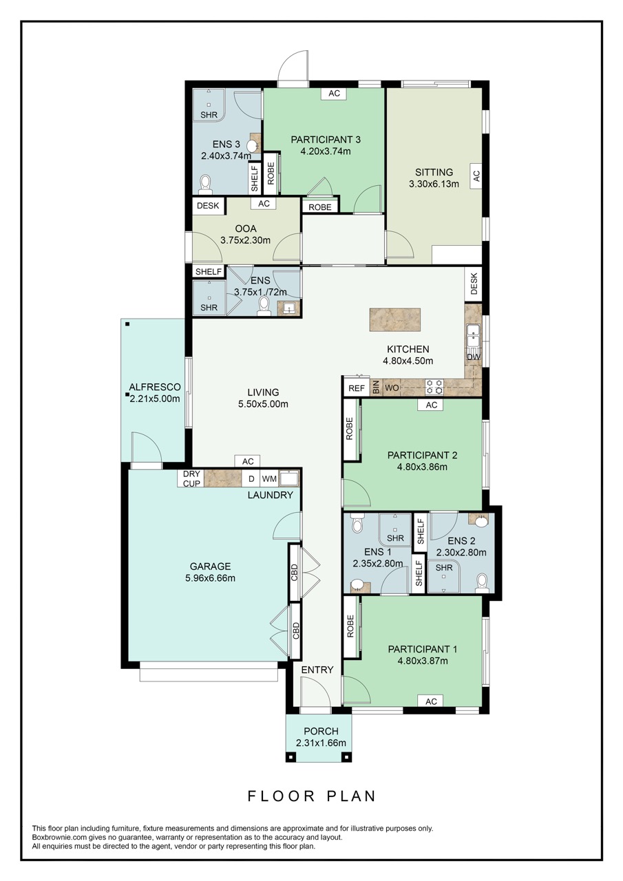 3 Bedroom Shared Home, Moe — Floorplan 1