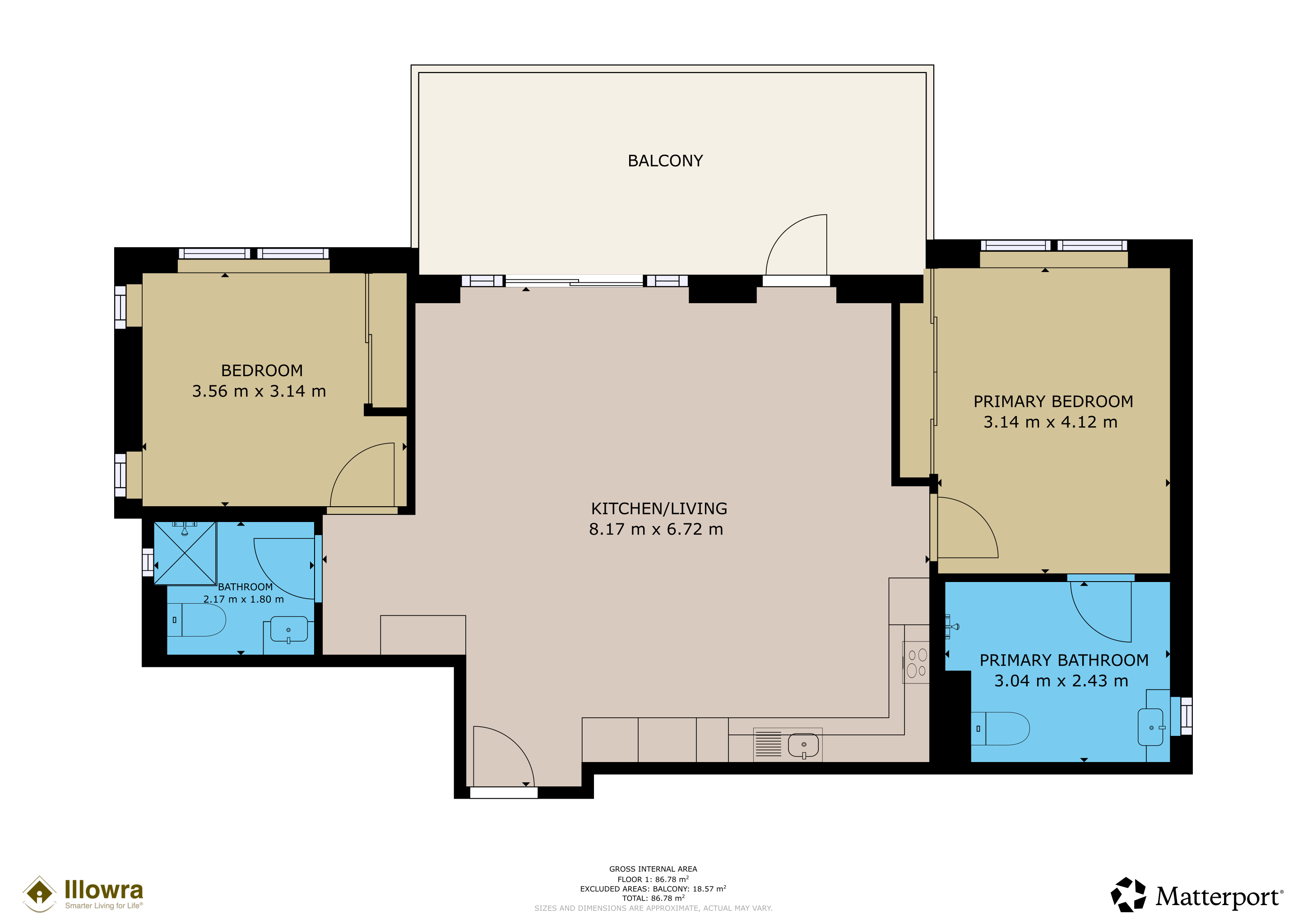 Single Resident Two Bedroom Apartment - SDA HPS / FA / IL & MTA available — Floorplan 1