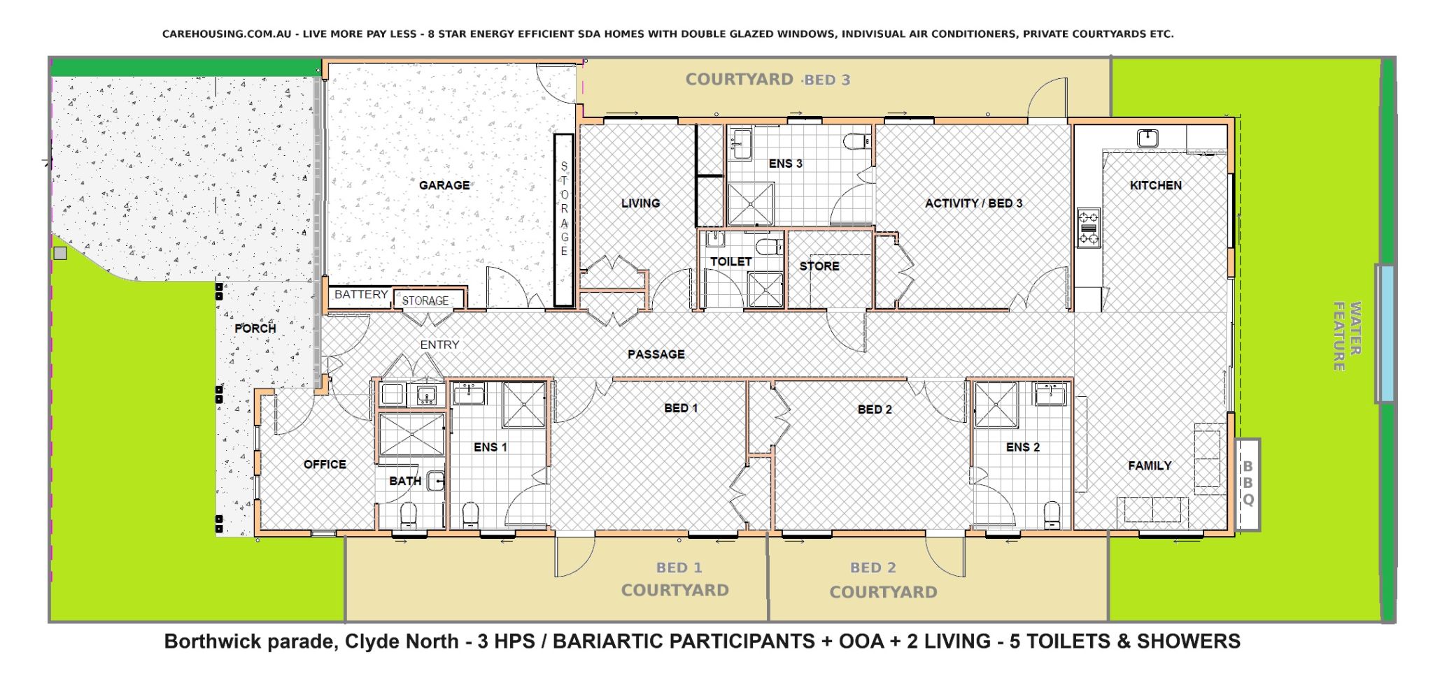 New 8 STAR-3 HPS / Bariatric Participants + OOA + 2 Living + 5 Toilets/ Showers Sunbury, VIC, 3429 — Home image 8