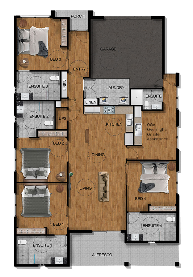 Strathpine 3 Bed, 4 Bath + OOA — Floorplan 1
