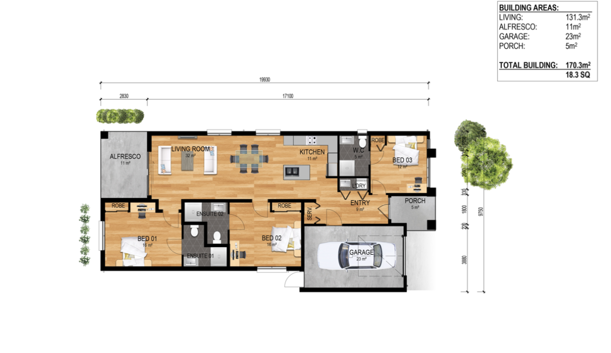 Melton South - IL or Robust  2-Resident, 3 Bedroom House — Floorplan 1