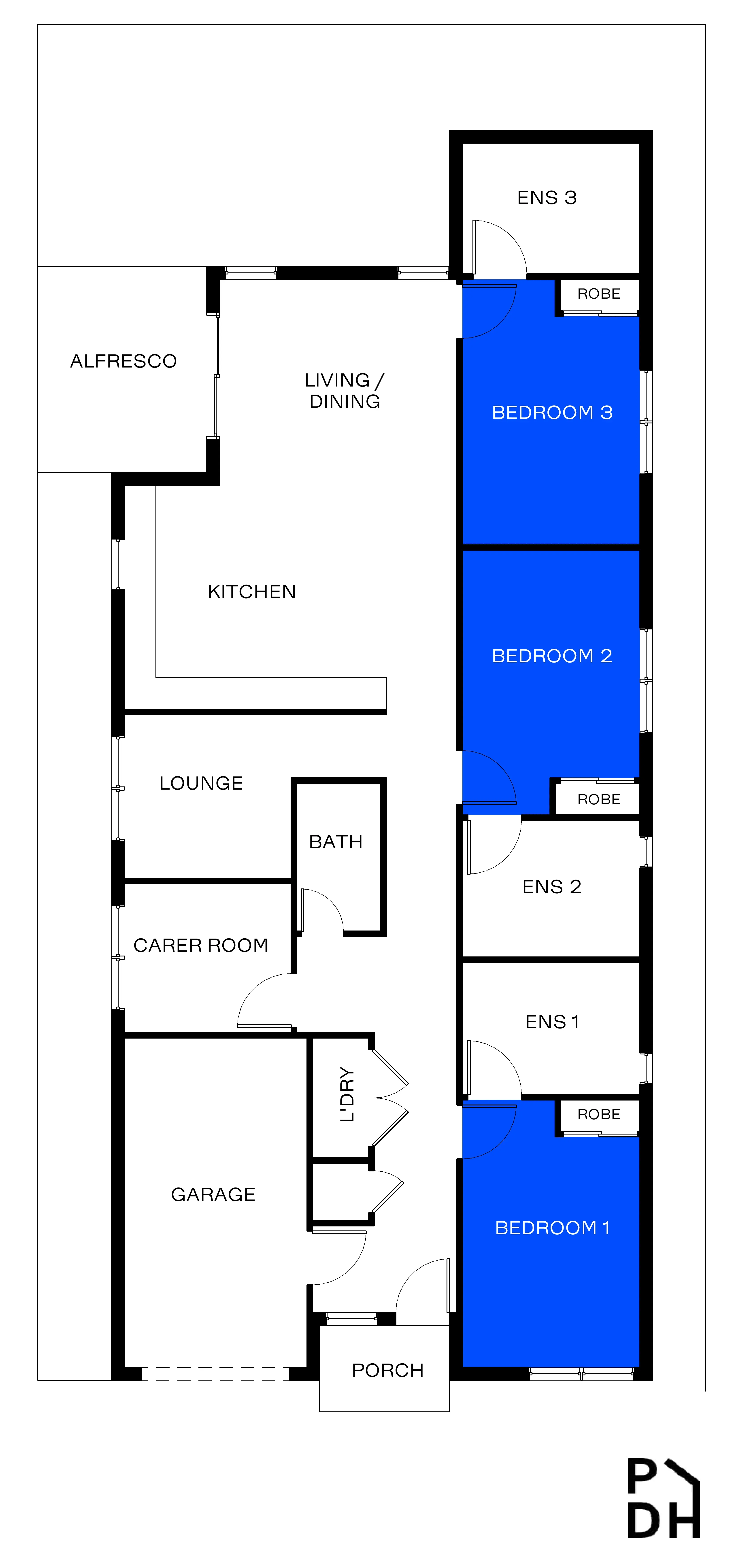 Reservoir - SDA - High Physical Support - House - 3 Residents — Floorplan 1