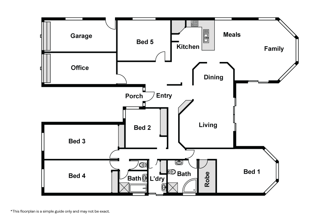 Upper Coomera SIL retreat: spacious living, accessible bathroom and outdoor BBQ — Floorplan 1