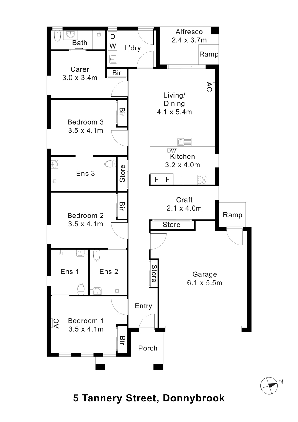 High Physical Support SDA | 3 Participants + OOA | All Ensuite Bedrooms — Floorplan 1