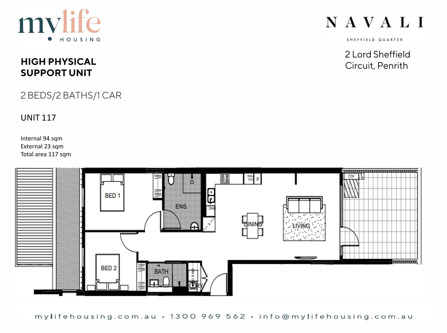 Luxury HPS 2-Bedroom SDA apartments in Penrith — Floorplan 1