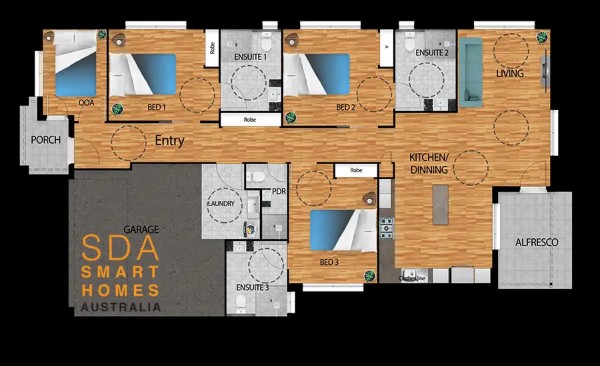 Deception Bay 3 Bed, 3 Bath +OOA — Floorplan 1