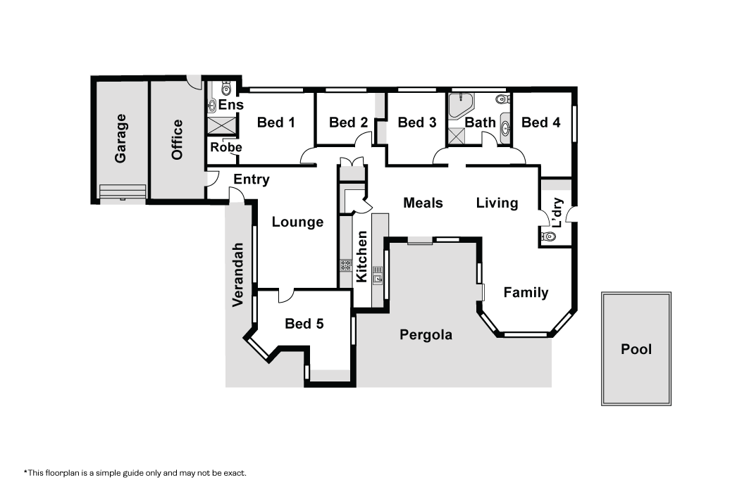 Beautiful Glen Alpine SIL home: spacious living and stunning garden with pool — Floorplan 1