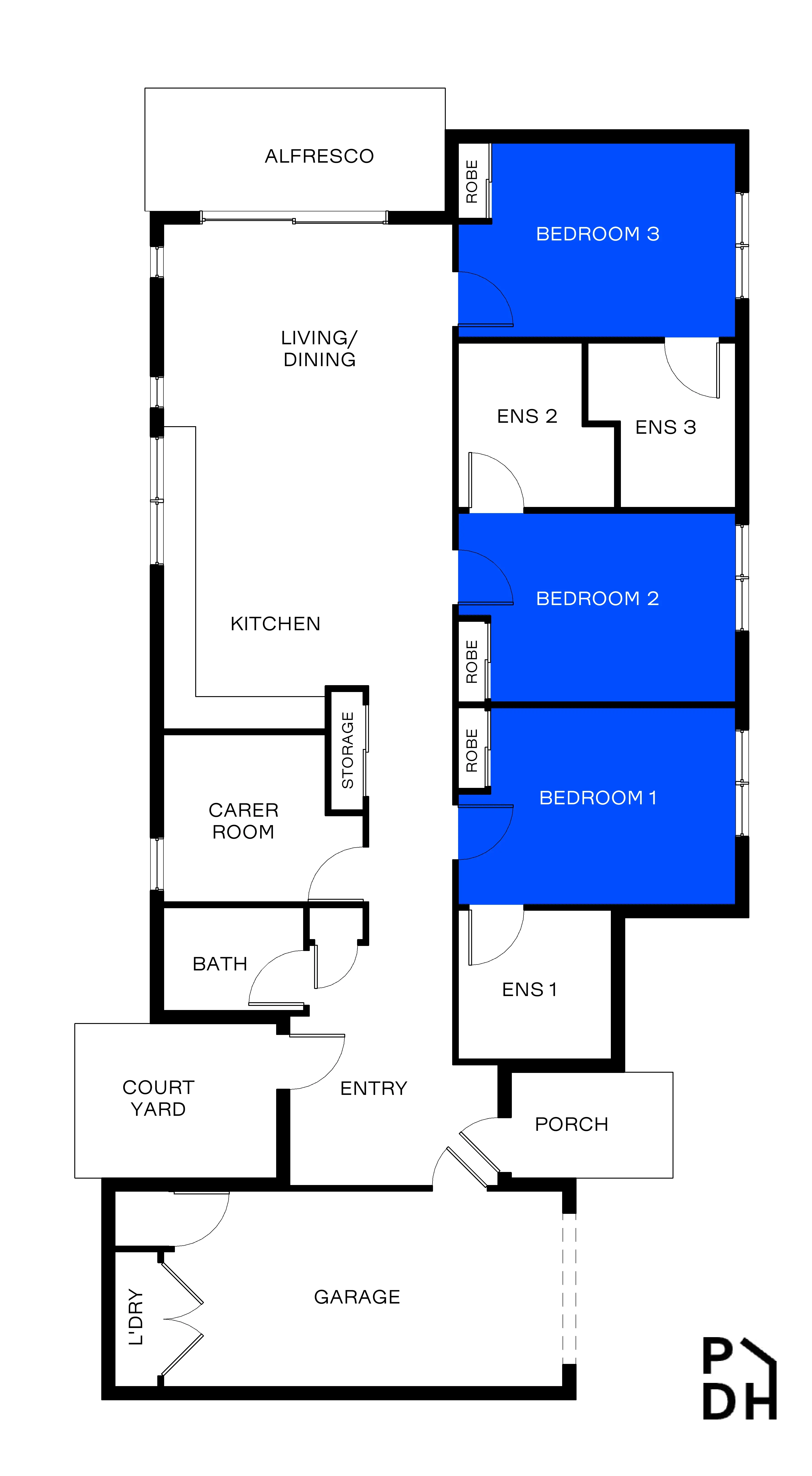 Reservoir - SDA - High Physical Support - House - 3 Residents — Floorplan 1