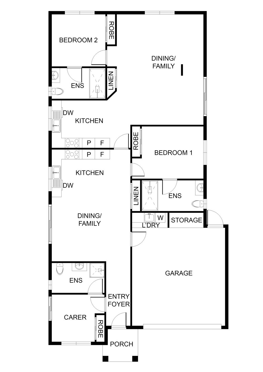 TWO SEPERATE, INDEPENDENT ROBUST RESIDENCES— ONE ROOF — Floorplan 1