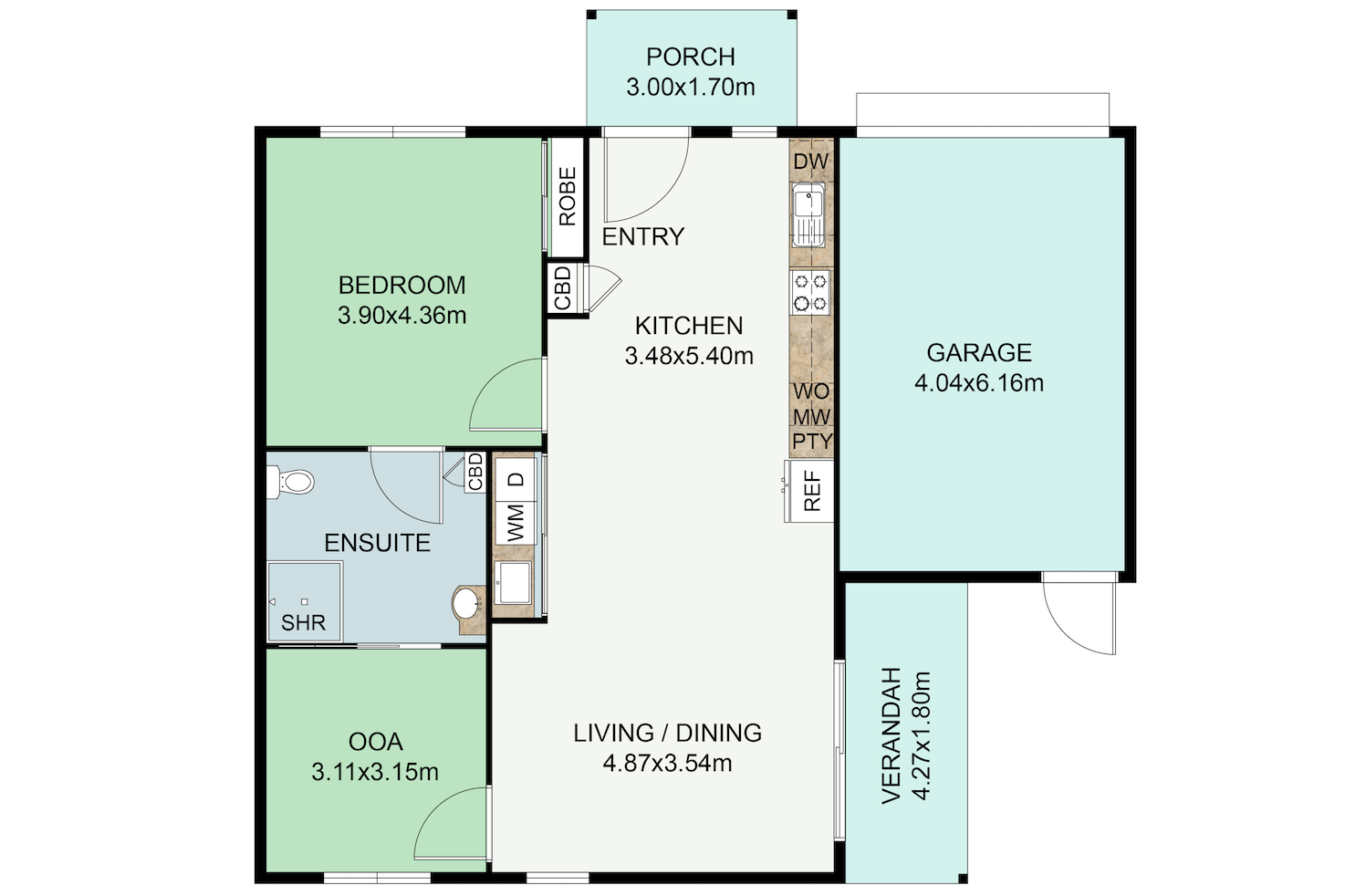 1 Bedroom Villas, Lynwood — Floorplan 1