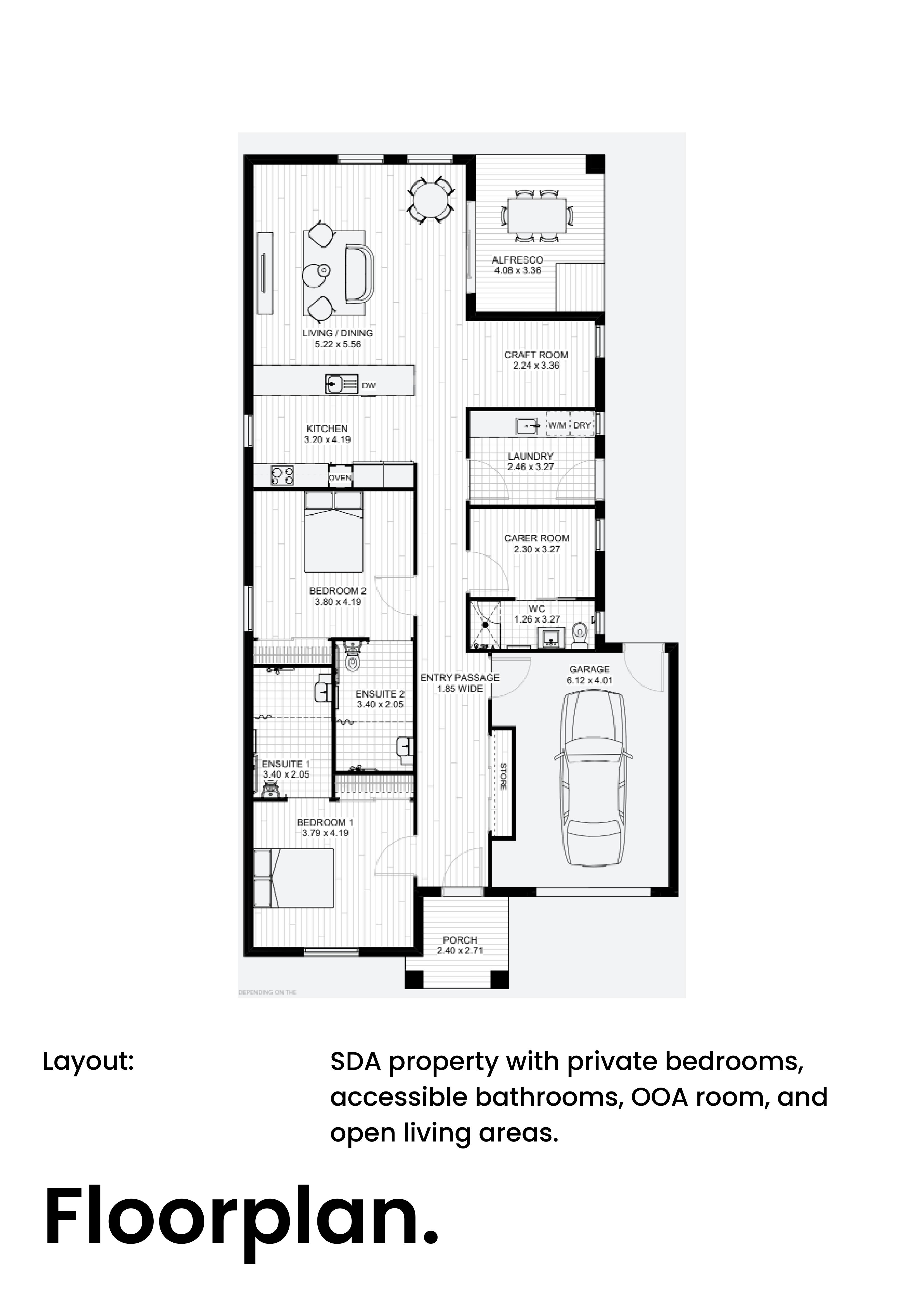 Tarneit - Brand New 2 Bedroom House. SDA, SIL & High Physical Support Home! — Floorplan 1
