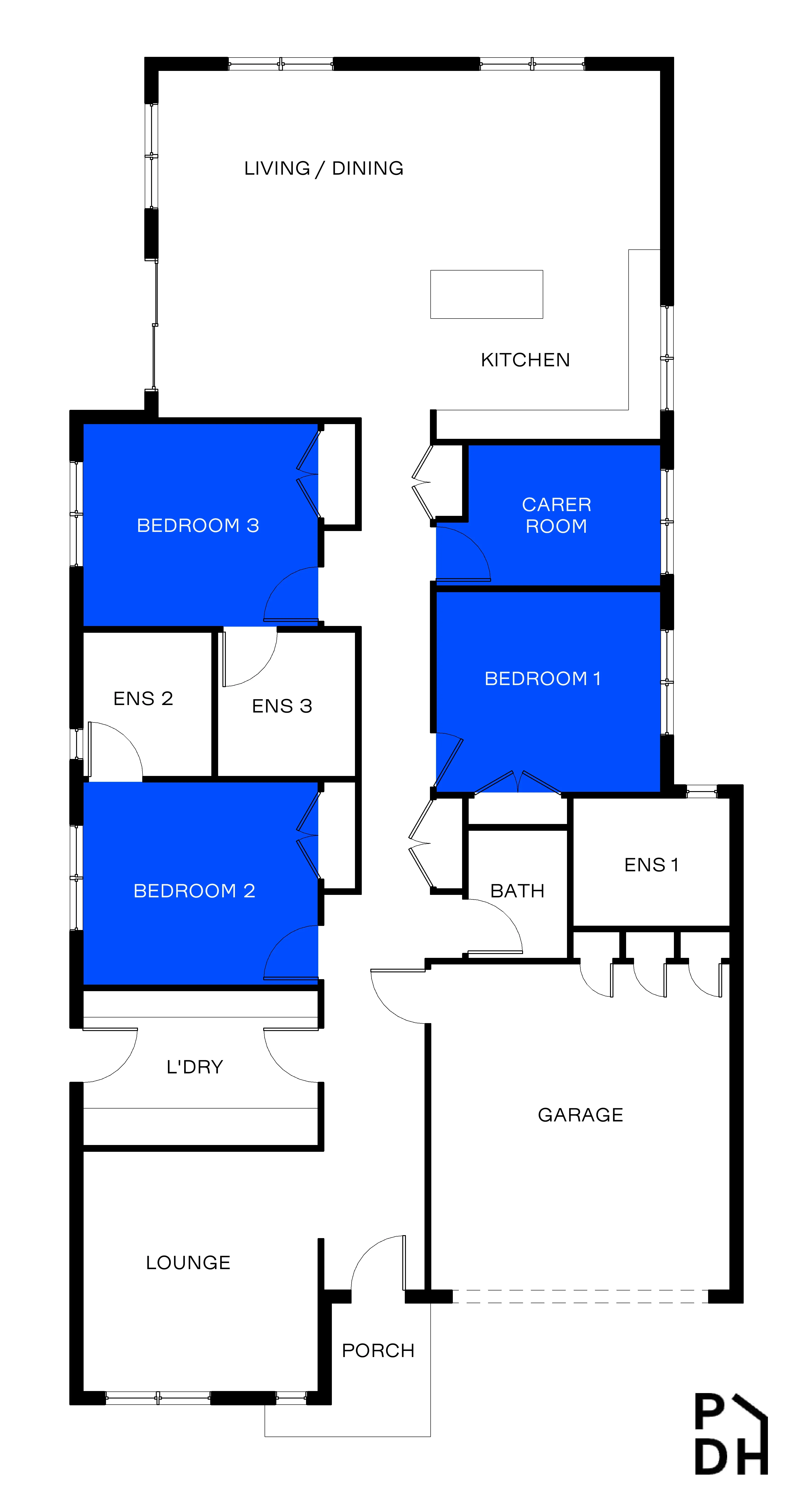 Maidstone - SDA - High Physical Support - House - 3 Residents — Floorplan 1