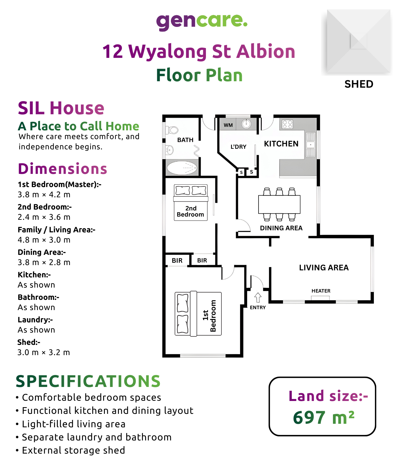 2-Participant Supported Independent Living (SIL) Home – Sunshine West — Floorplan 1