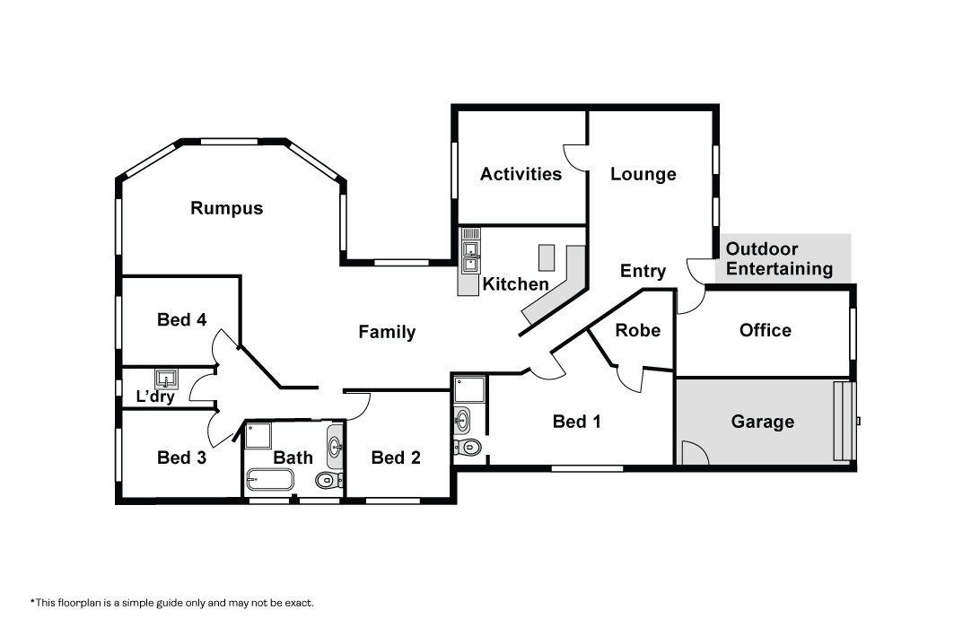 Spacious Glenmore Park home: modern kitchen and multiple living areas — Floorplan 1