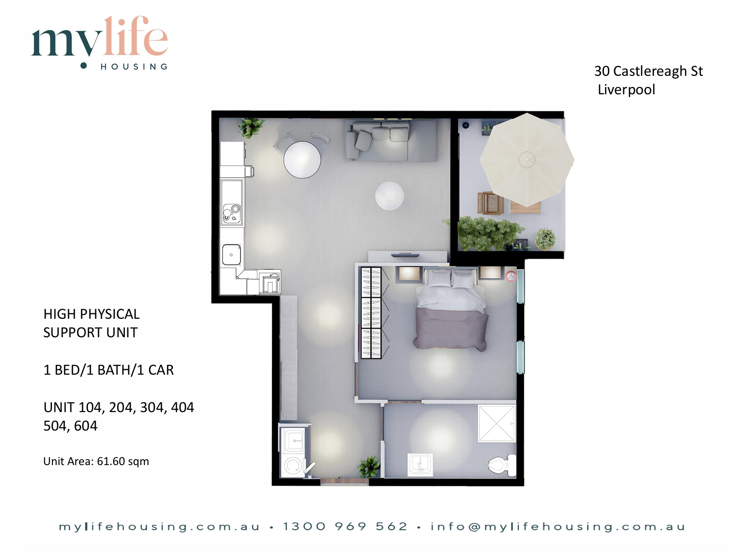 Architecturally Designed HPS 1 & 2-Bedroom SDA Apartments in Liverpool — Floorplan 1