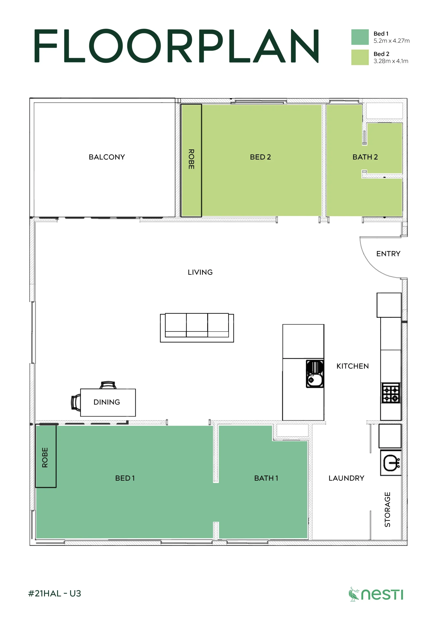 Private 2x2 Apartment Living – Premium Suite, Move-In Ready — Floorplan 1