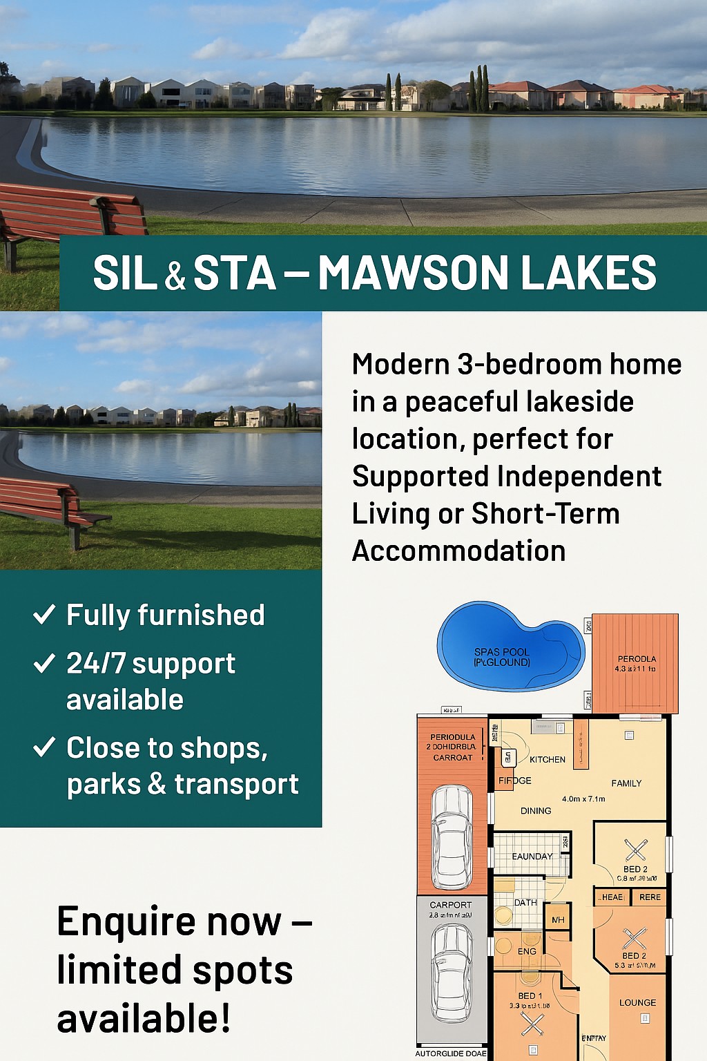 SIL Opportunity in Mawson Lakes – 3-Bedroom NDIS-Friendly Home with Secure Pool & Prime Location — Home image 2