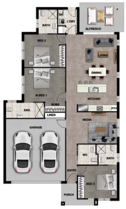 3 BR IL Home with OOA Room – Torquay, Hervey Bay — Floorplan 1