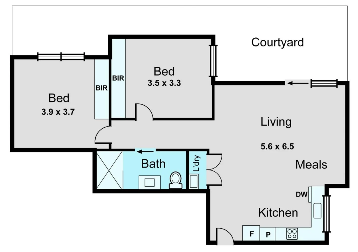 Frankston – IL Apartment 1:1 — Floorplan 1