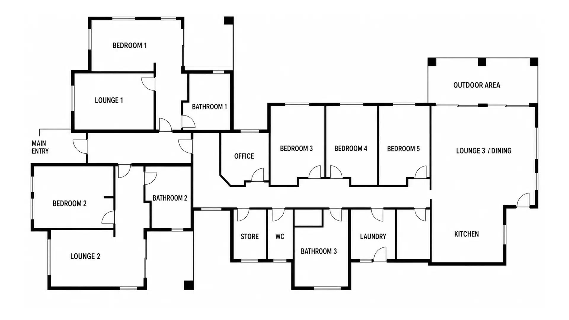 Stockton - modern, shared 3-bedroom male home — Floorplan 1