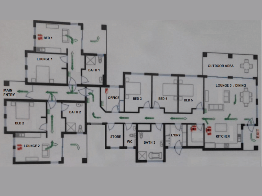 Stockton - modern, shared 3-bedroom male home — Floorplan 1