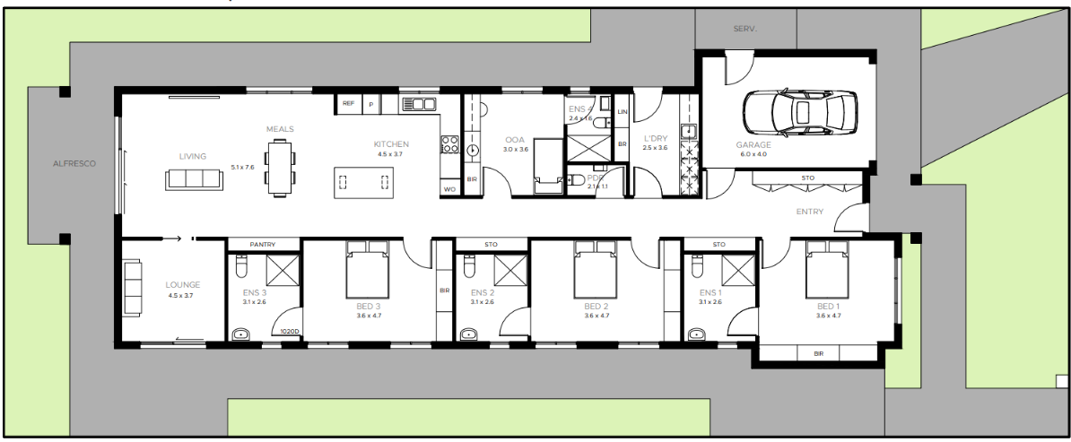 Burwood East – Burwood East – 3 Bedroom HPS/FA/IL Home — Floorplan 1
