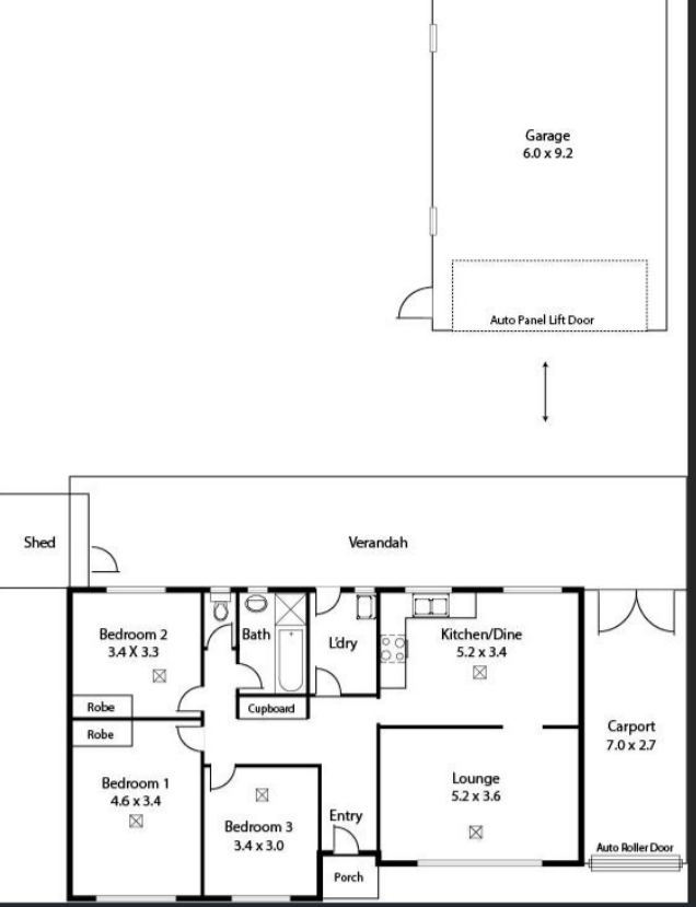 3 bedroom home AND separate unit with own yard — Floorplan 1