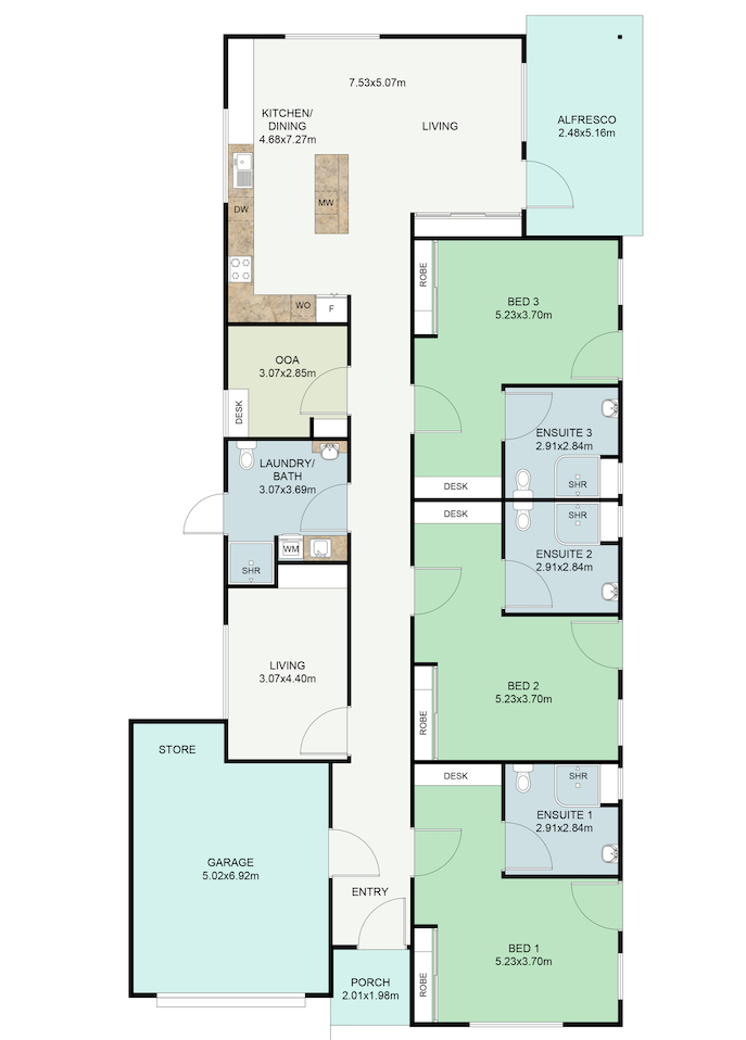 3 Bedroom Shared Home, Beechboro — Floorplan 1
