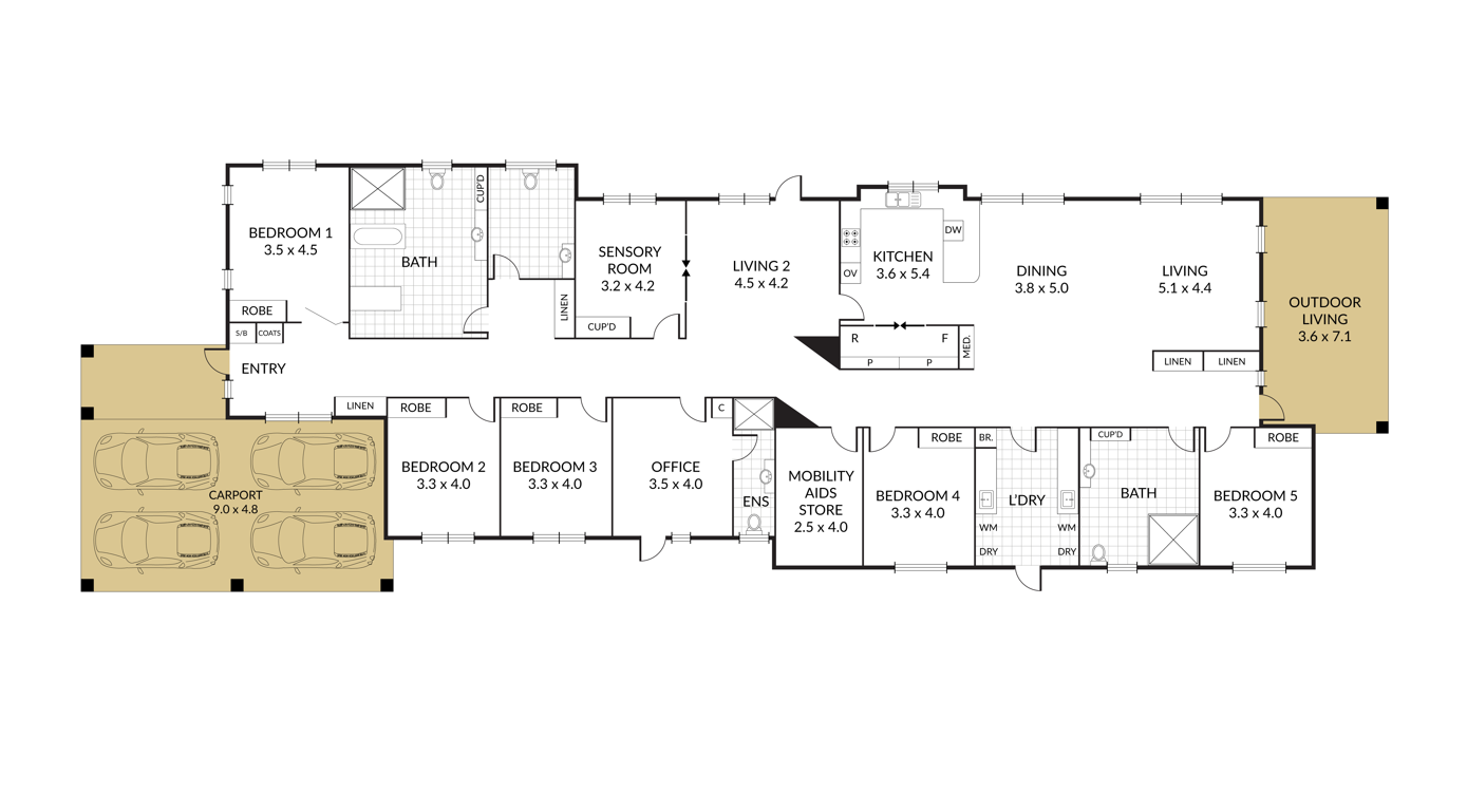 Light-filled, comfortable SDA design category ‘Improved Liveability’ in Mont Albert North, VIC — Floorplan 1