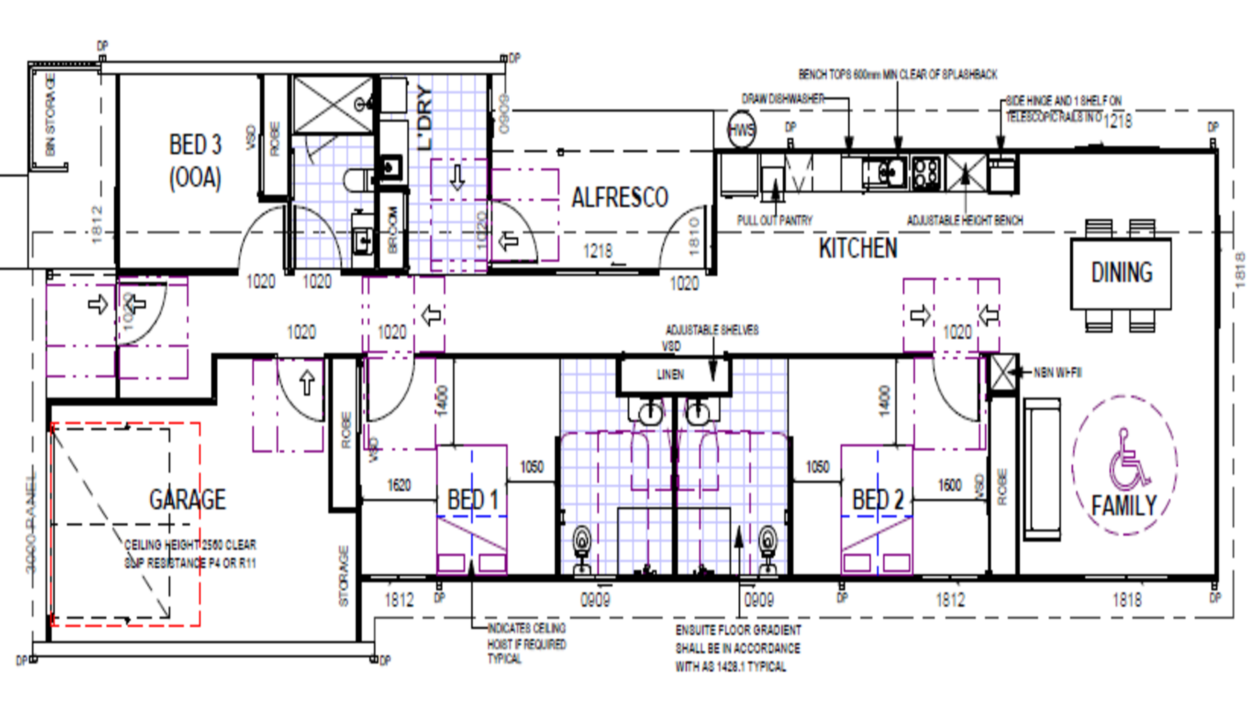 SDA HPS 2 Bedroom House plus OOA Berserker, Qld 260 — Floorplan 1